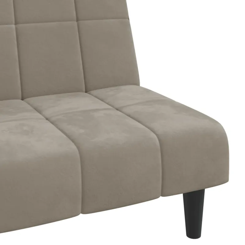 Dvivietė sofa-lova, šviesiai pilkos spalvos, aksomas