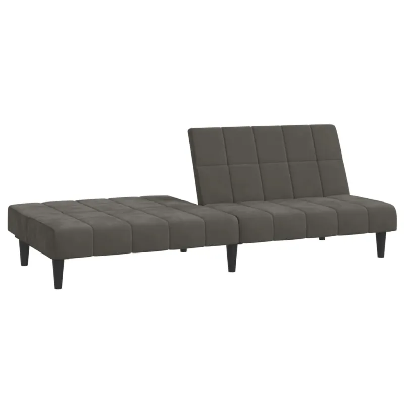 Dvivietė sofa-lova, tamsiai pilkos spalvos, aksomas
