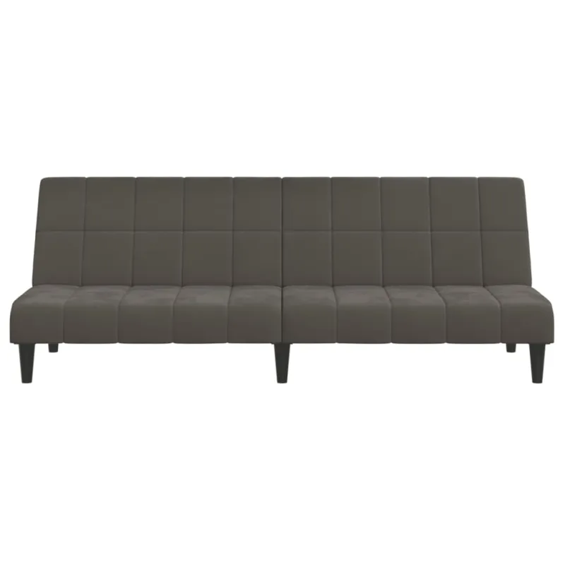 Dvivietė sofa-lova, tamsiai pilkos spalvos, aksomas