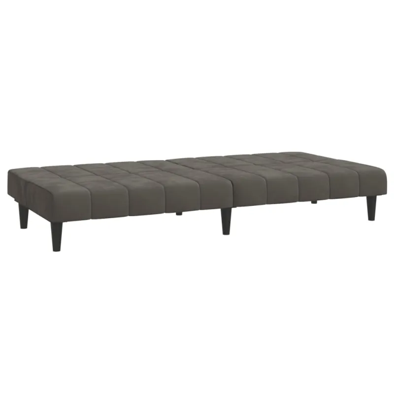 Dvivietė sofa-lova, tamsiai pilkos spalvos, aksomas