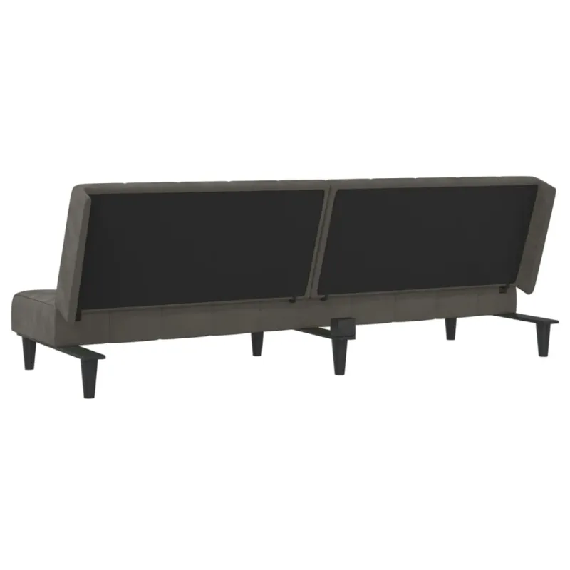 Dvivietė sofa-lova, tamsiai pilkos spalvos, aksomas