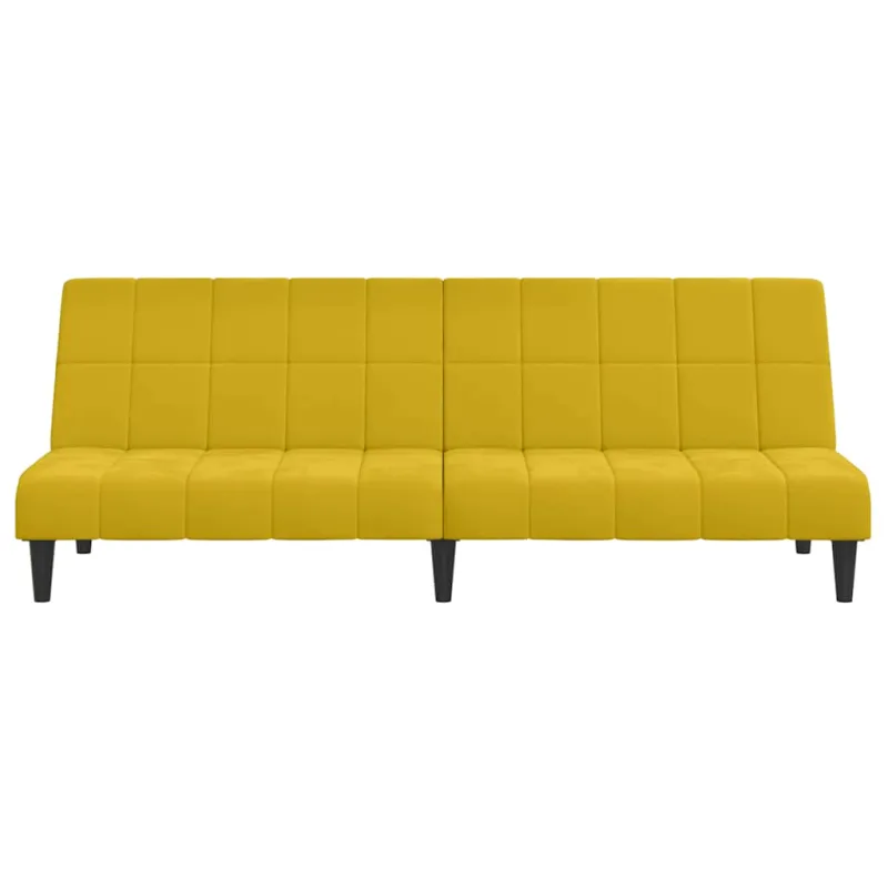 Dvivietė sofa-lova, geltonos spalvos, aksomas