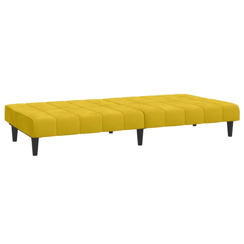 Dvivietė sofa-lova, geltonos spalvos, aksomas