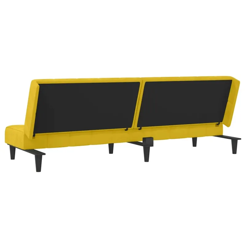 Dvivietė sofa-lova, geltonos spalvos, aksomas