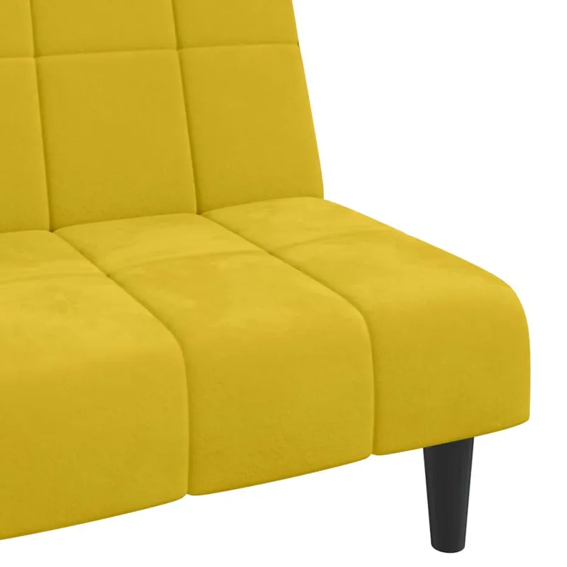 Dvivietė sofa-lova, geltonos spalvos, aksomas