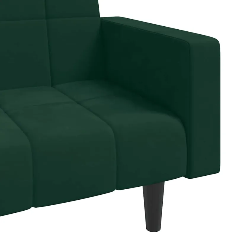 Dvivietė sofa-lova su dvejomis pagalvėmis, žalia, aksomas