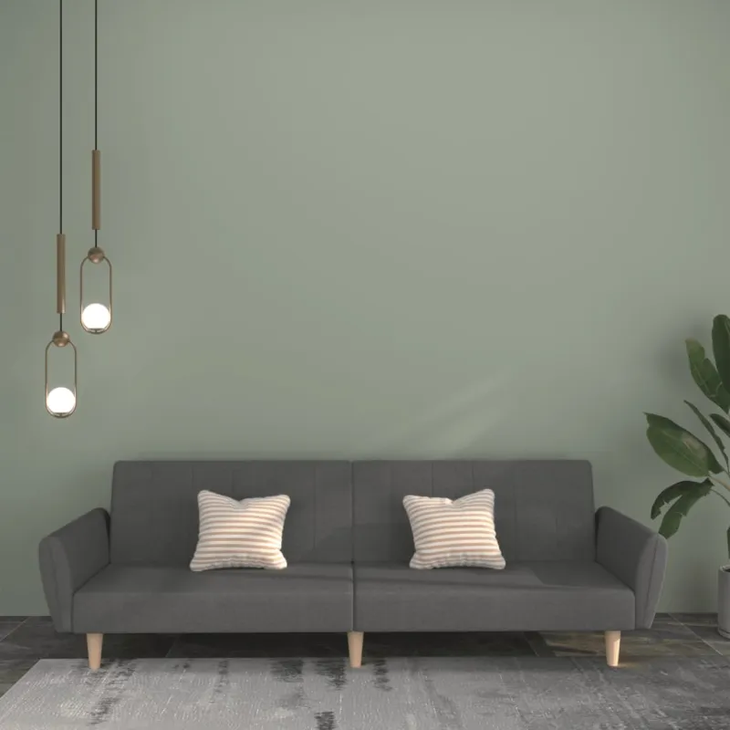 Dvivietė sofa-lova, šviesiai pilkos spalvos, audinys