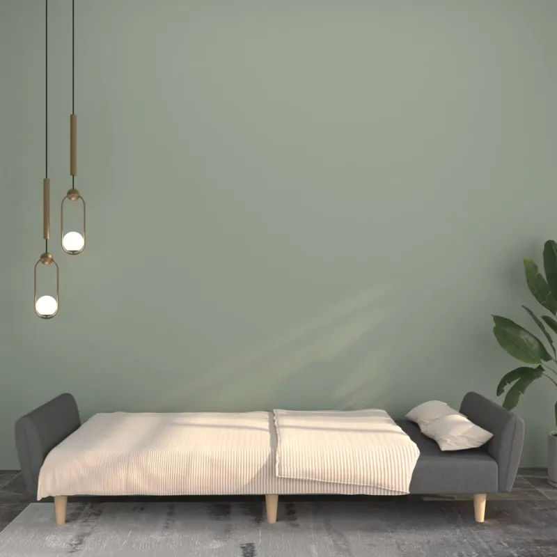 Dvivietė sofa-lova, šviesiai pilkos spalvos, audinys