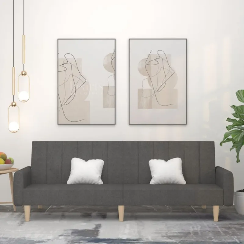 Dvivietė sofa-lova, tamsiai pilkos spalvos, audinys