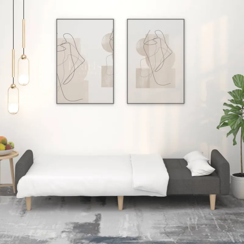 Dvivietė sofa-lova, tamsiai pilkos spalvos, audinys