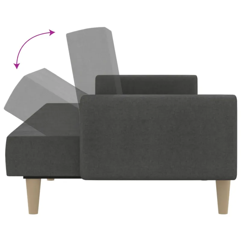 Dvivietė sofa-lova, tamsiai pilkos spalvos, audinys