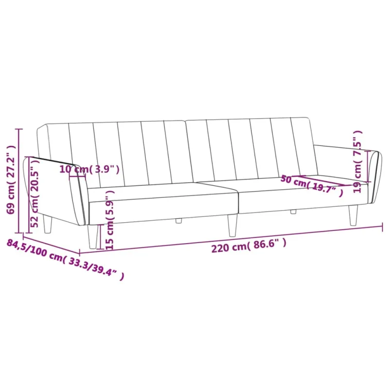 Dvivietė sofa-lova, tamsiai pilkos spalvos, audinys
