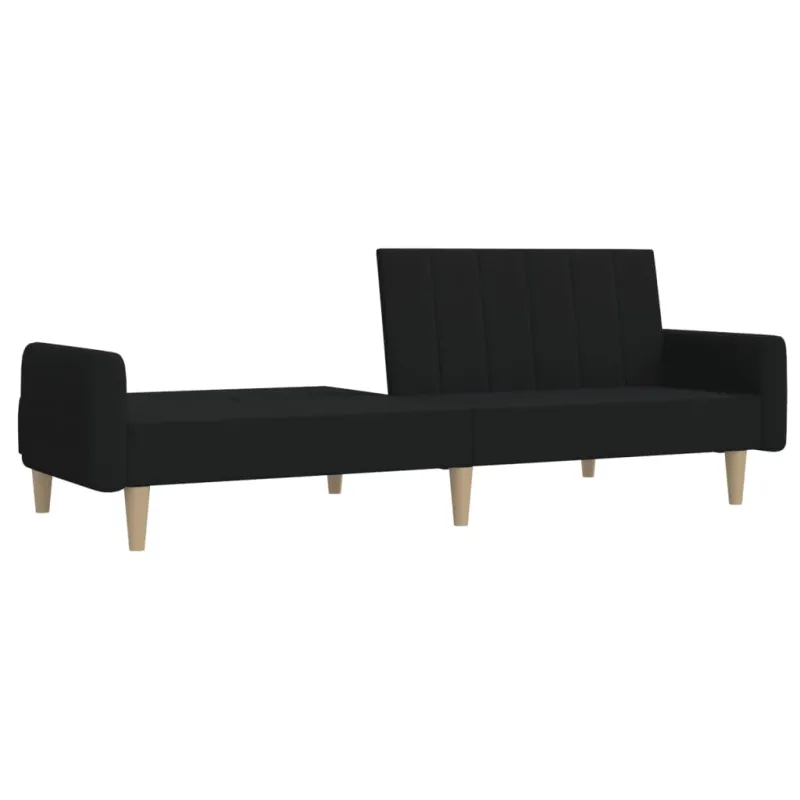 Dvivietė sofa-lova, juodos spalvos, audinys