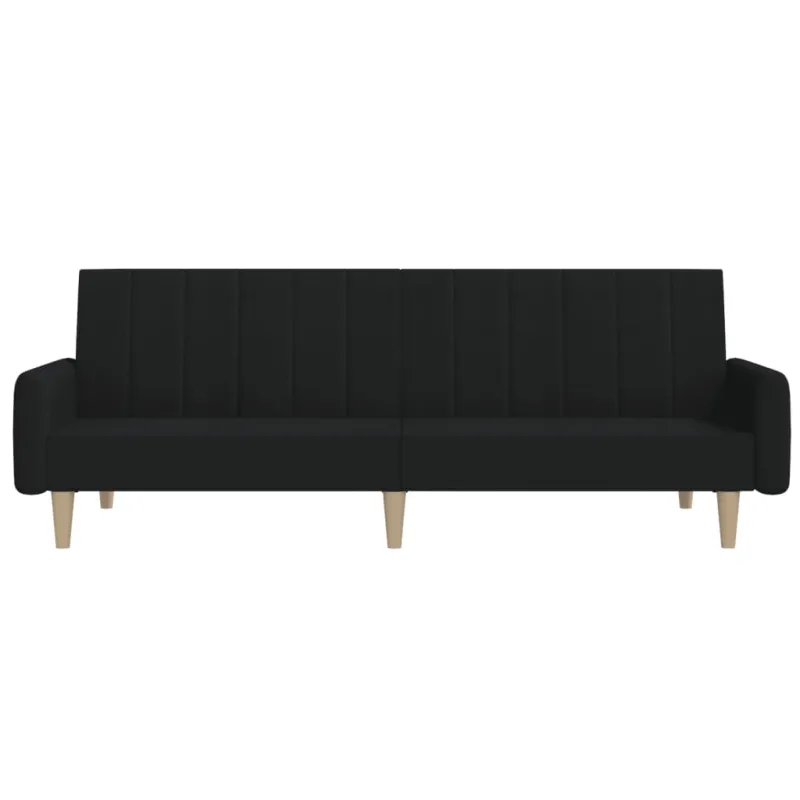 Dvivietė sofa-lova, juodos spalvos, audinys
