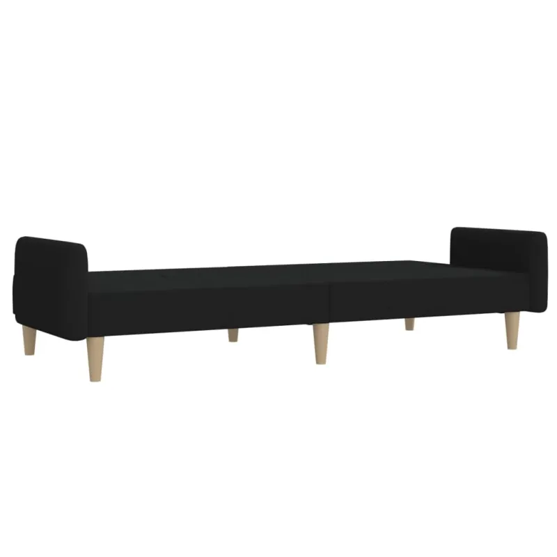 Dvivietė sofa-lova, juodos spalvos, audinys
