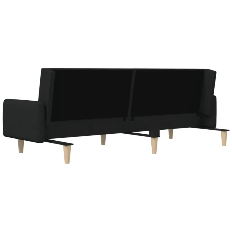 Dvivietė sofa-lova, juodos spalvos, audinys
