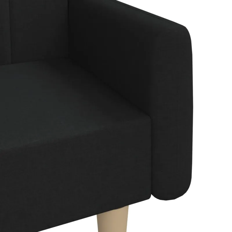 Dvivietė sofa-lova, juodos spalvos, audinys