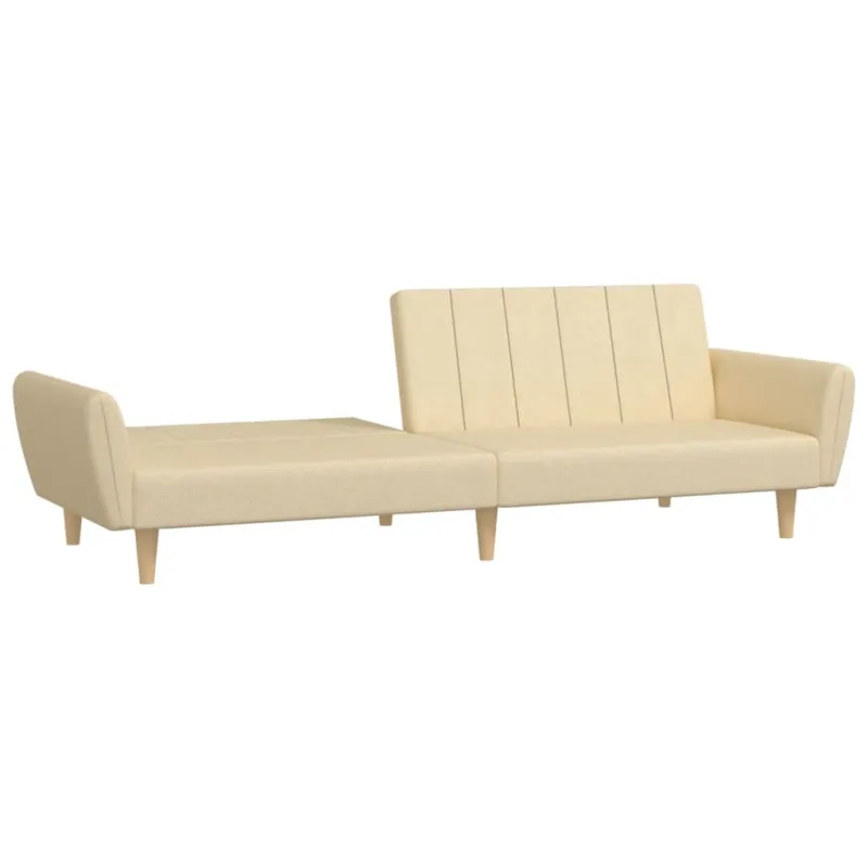 Dvivietė sofa-lova, kreminės spalvos, audinys