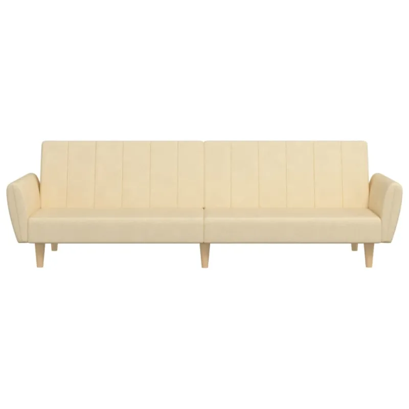 Dvivietė sofa-lova, kreminės spalvos, audinys