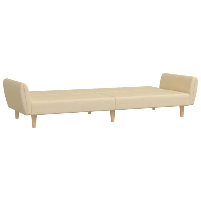 Dvivietė sofa-lova, kreminės spalvos, audinys
