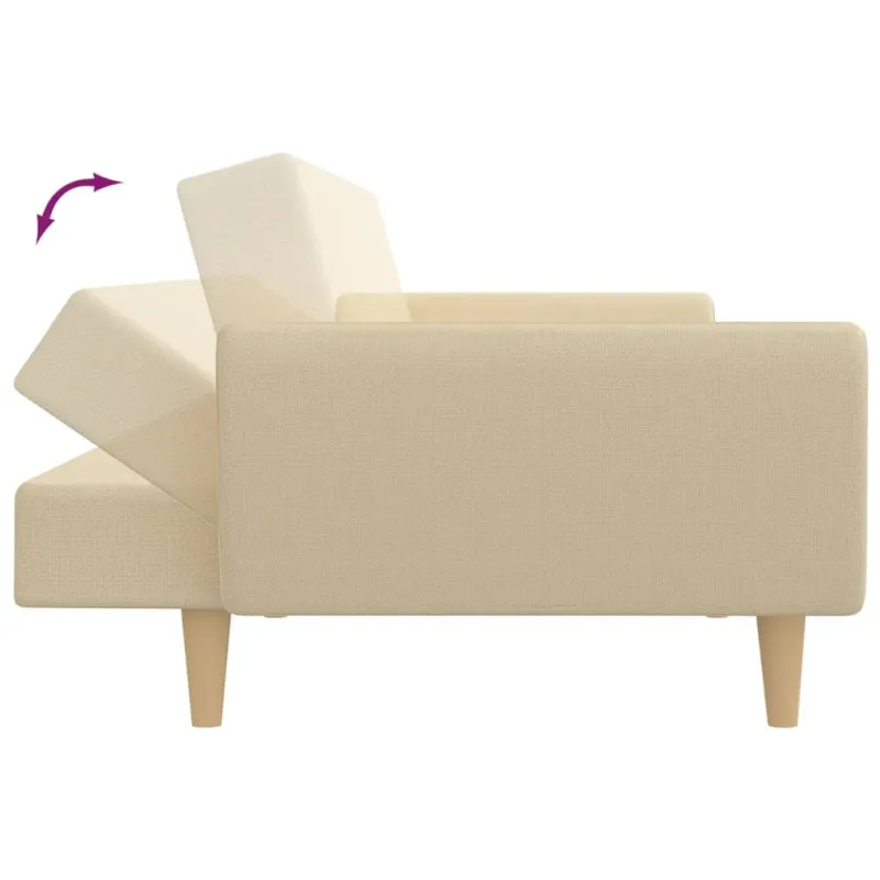 Dvivietė sofa-lova, kreminės spalvos, audinys