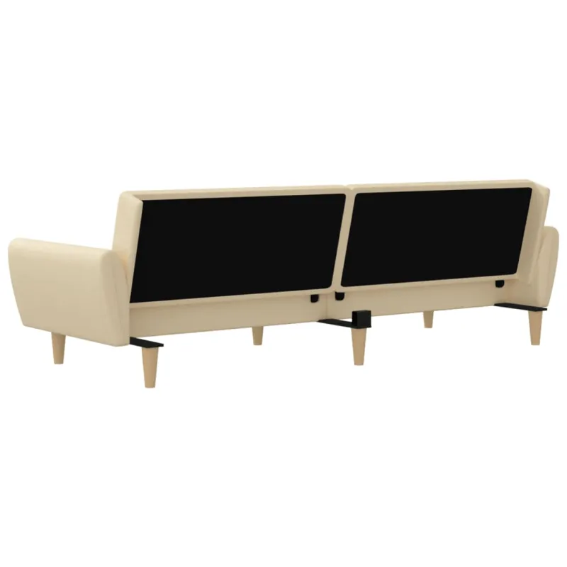 Dvivietė sofa-lova, kreminės spalvos, audinys