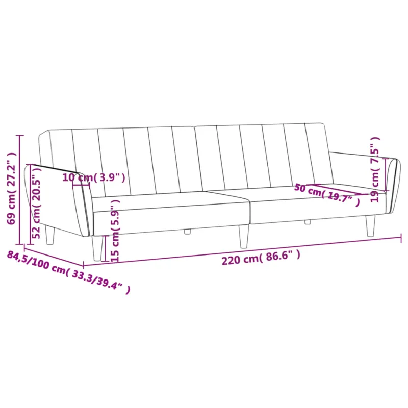 Dvivietė sofa-lova, kreminės spalvos, audinys