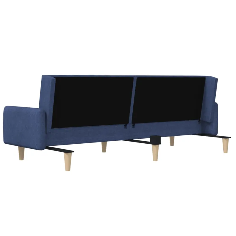 Dvivietė sofa-lova, mėlynos spalvos, audinys