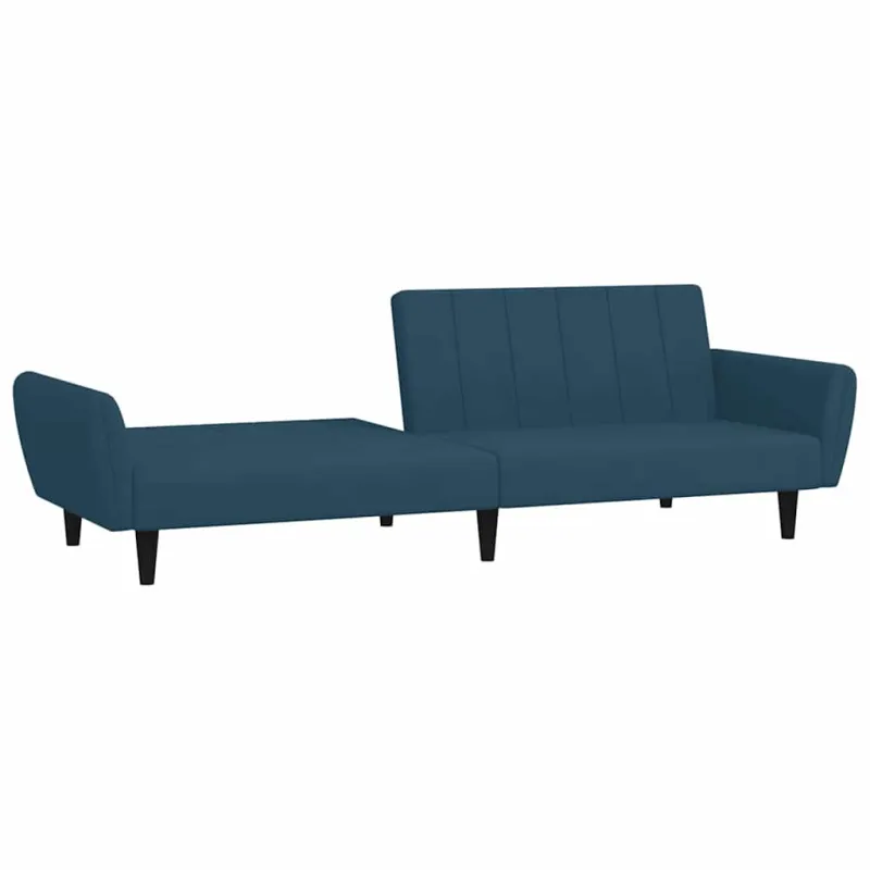 Dvivietė sofa-lova, mėlynos spalvos, aksomas