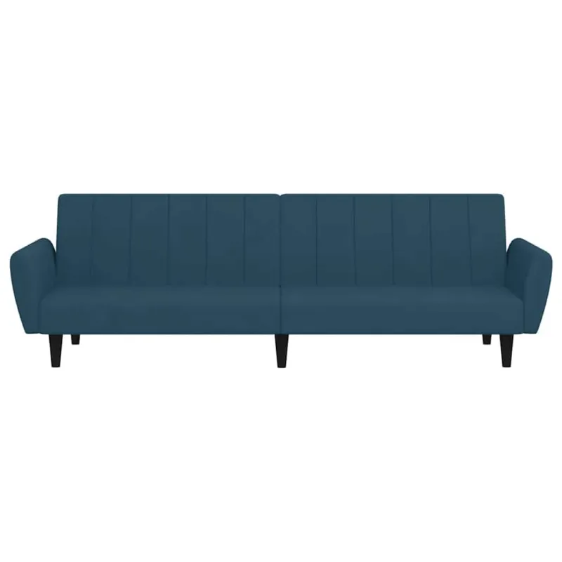 Dvivietė sofa-lova, mėlynos spalvos, aksomas
