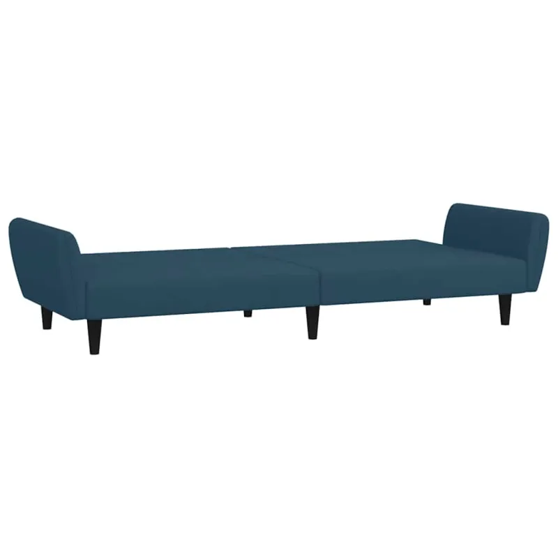 Dvivietė sofa-lova, mėlynos spalvos, aksomas