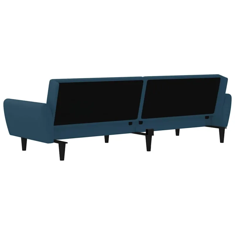 Dvivietė sofa-lova, mėlynos spalvos, aksomas