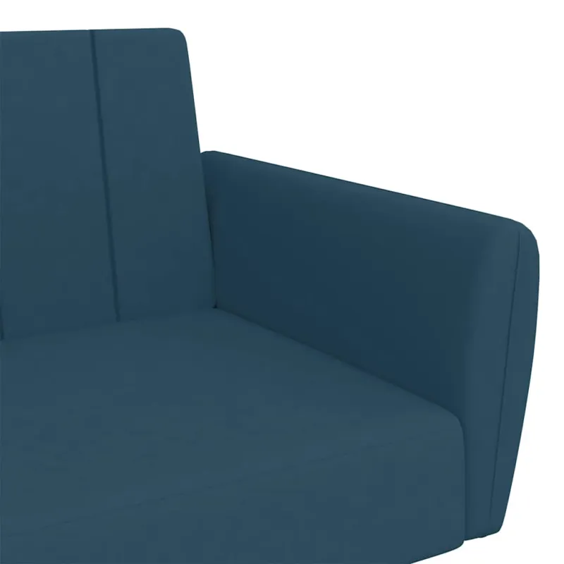 Dvivietė sofa-lova, mėlynos spalvos, aksomas