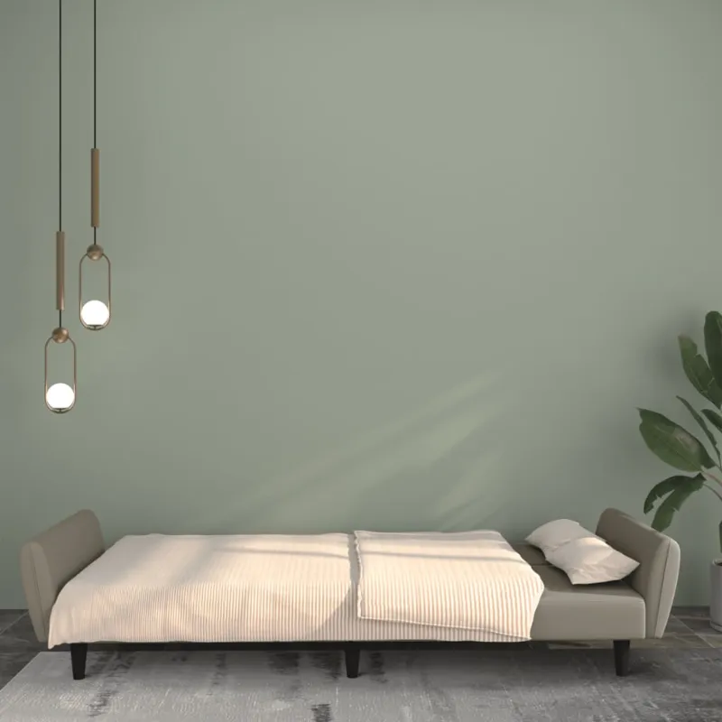 Dvivietė sofa-lova, šviesiai pilkos spalvos, aksomas