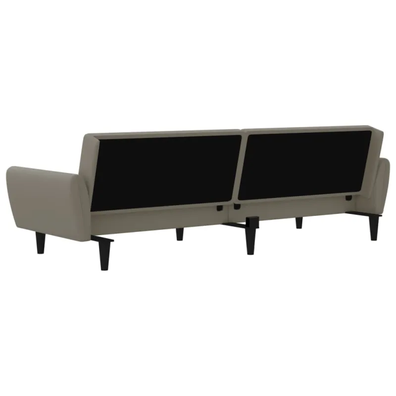 Dvivietė sofa-lova, šviesiai pilkos spalvos, aksomas