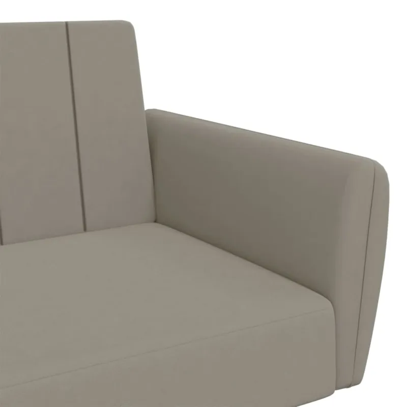Dvivietė sofa-lova, šviesiai pilkos spalvos, aksomas
