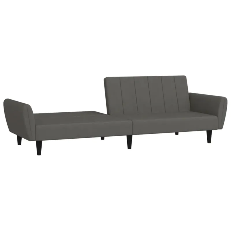 Dvivietė sofa-lova, tamsiai pilkos spalvos, aksomas