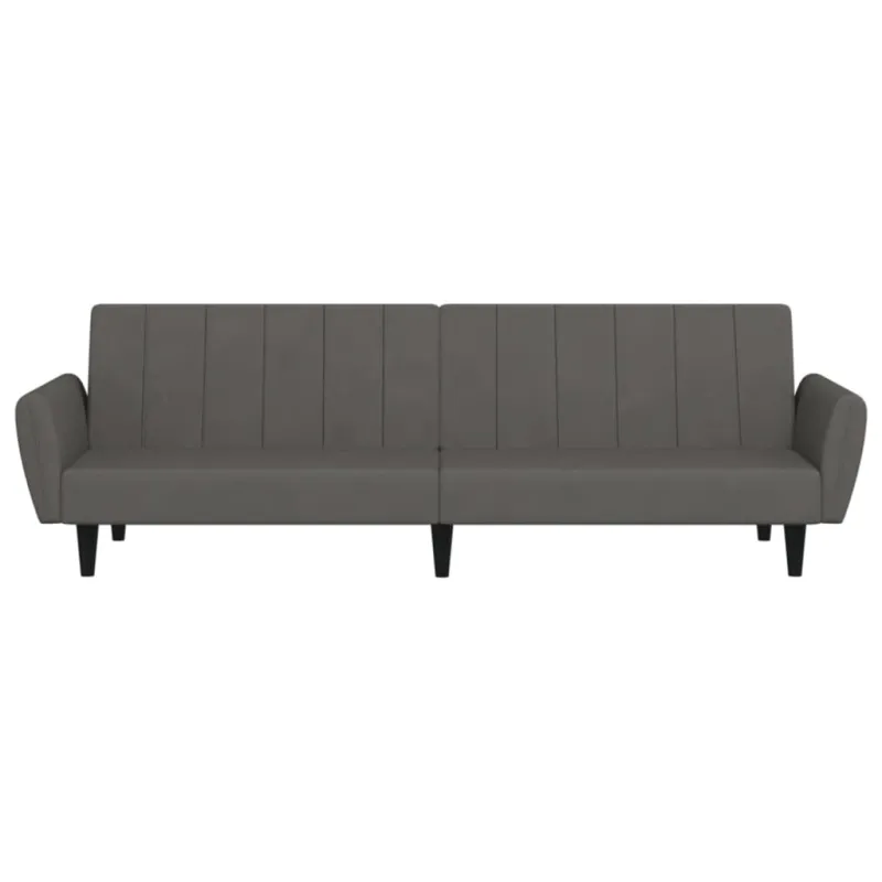 Dvivietė sofa-lova, tamsiai pilkos spalvos, aksomas