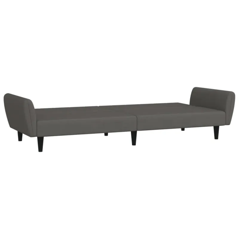 Dvivietė sofa-lova, tamsiai pilkos spalvos, aksomas
