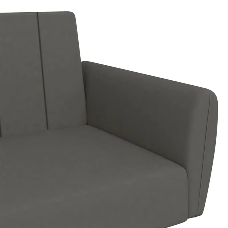 Dvivietė sofa-lova, tamsiai pilkos spalvos, aksomas