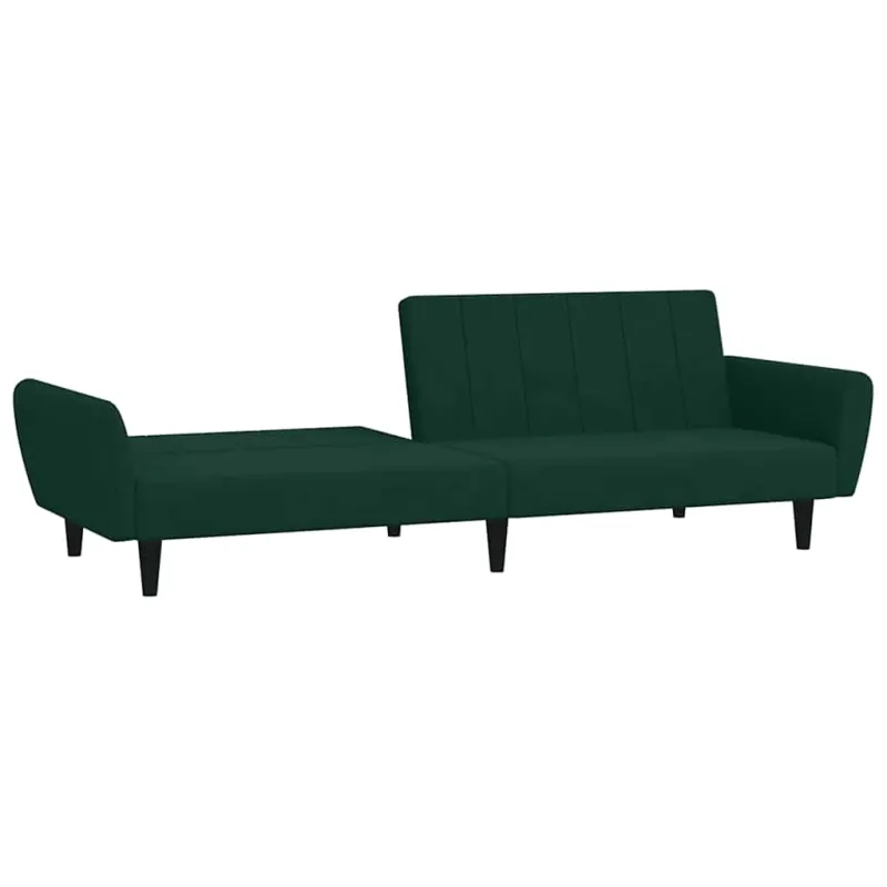 Dvivietė sofa-lova, tamsiai žalios spalvos, aksomas