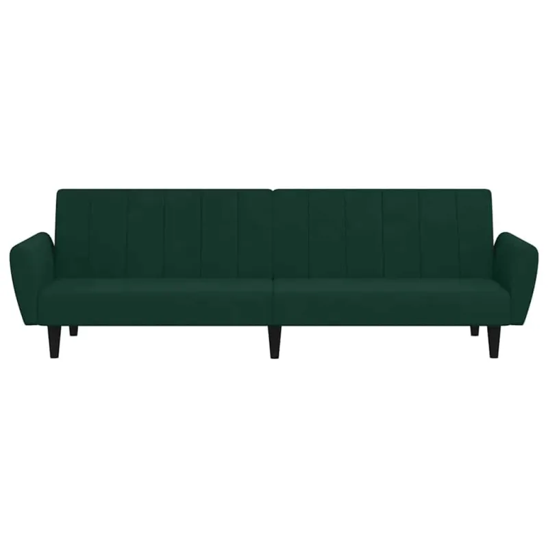 Dvivietė sofa-lova, tamsiai žalios spalvos, aksomas