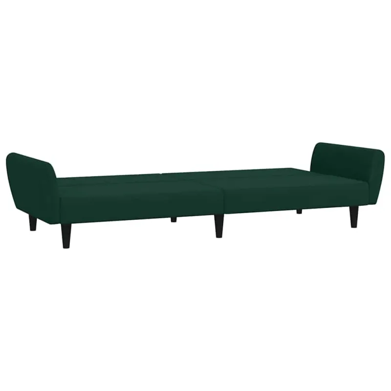 Dvivietė sofa-lova, tamsiai žalios spalvos, aksomas