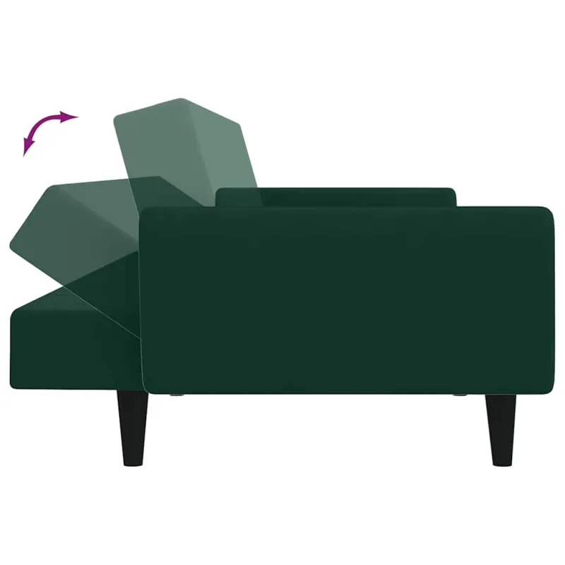 Dvivietė sofa-lova, tamsiai žalios spalvos, aksomas