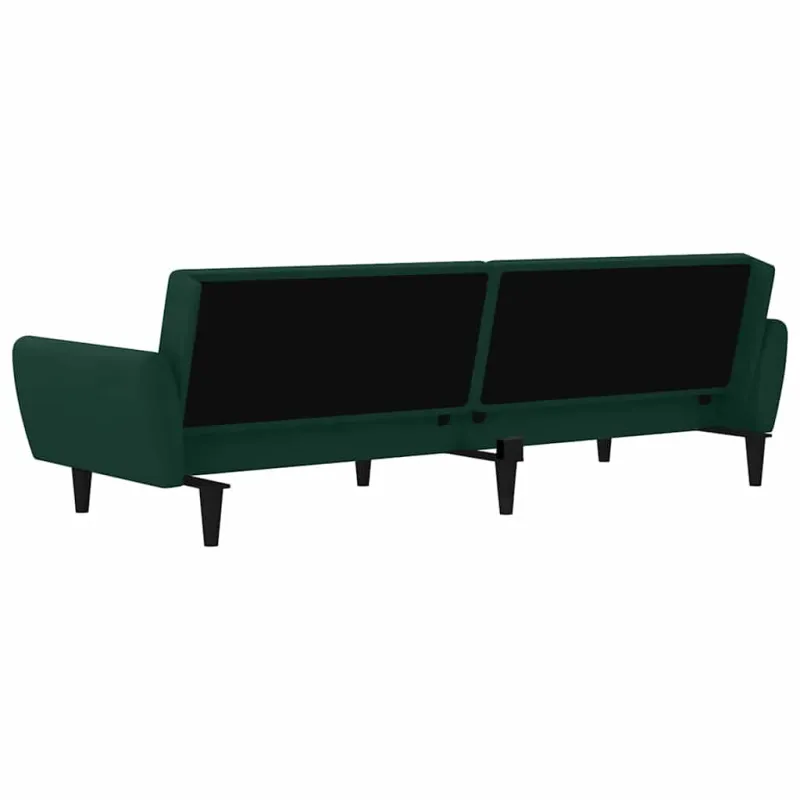 Dvivietė sofa-lova, tamsiai žalios spalvos, aksomas