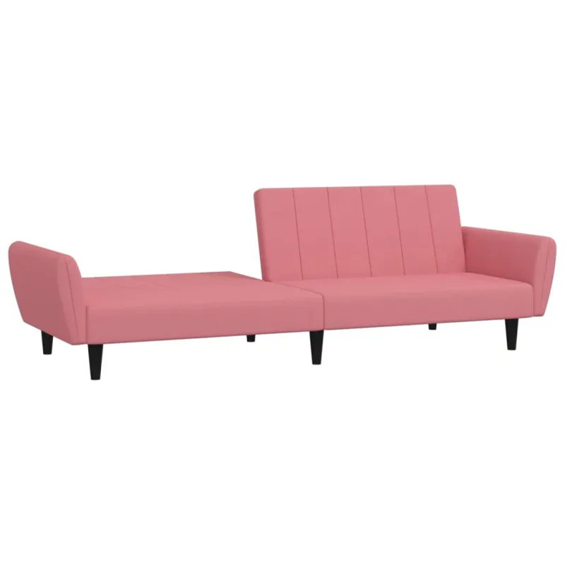 Dvivietė sofa-lova, rožinės spalvos, aksomas