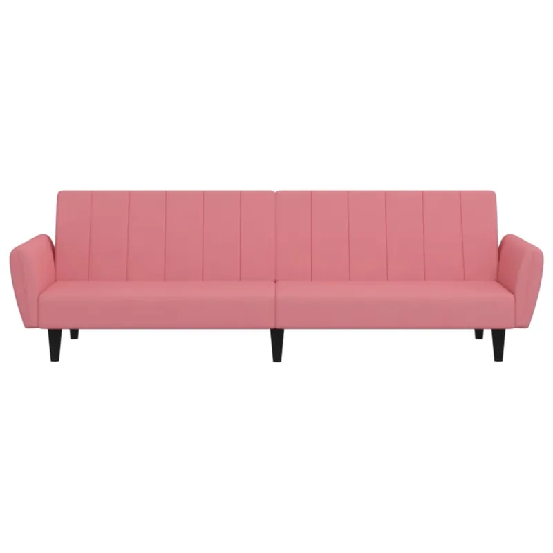 Dvivietė sofa-lova, rožinės spalvos, aksomas