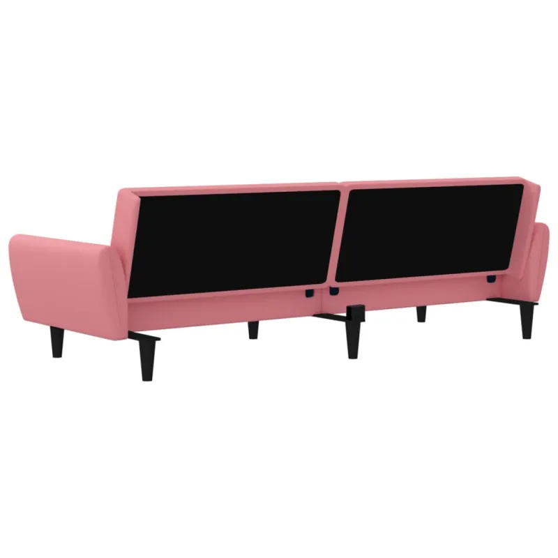 Dvivietė sofa-lova, rožinės spalvos, aksomas