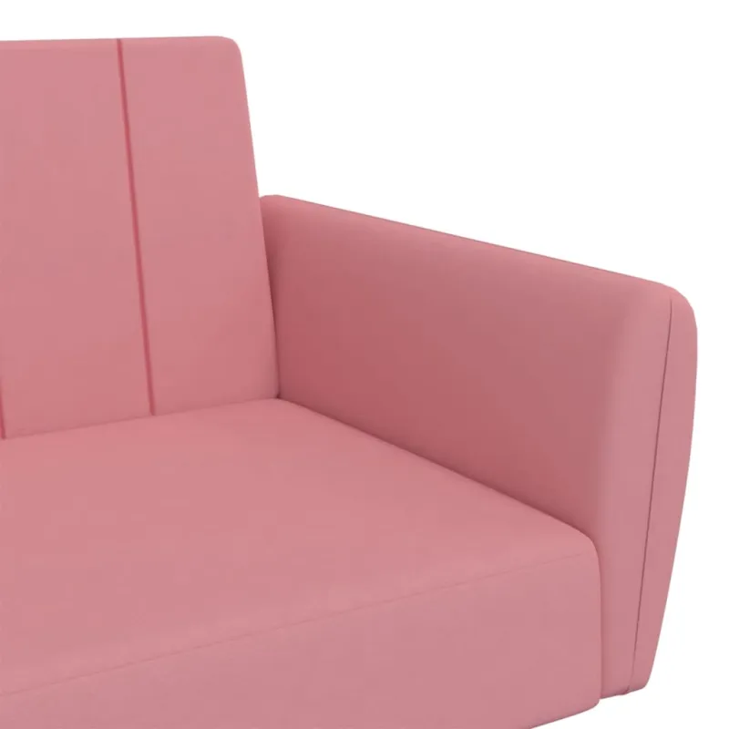 Dvivietė sofa-lova, rožinės spalvos, aksomas
