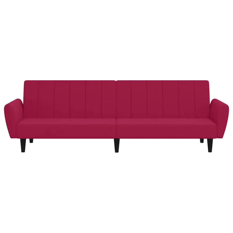 Dvivietė sofa-lova, raudonojo vyno spalvos, aksomas